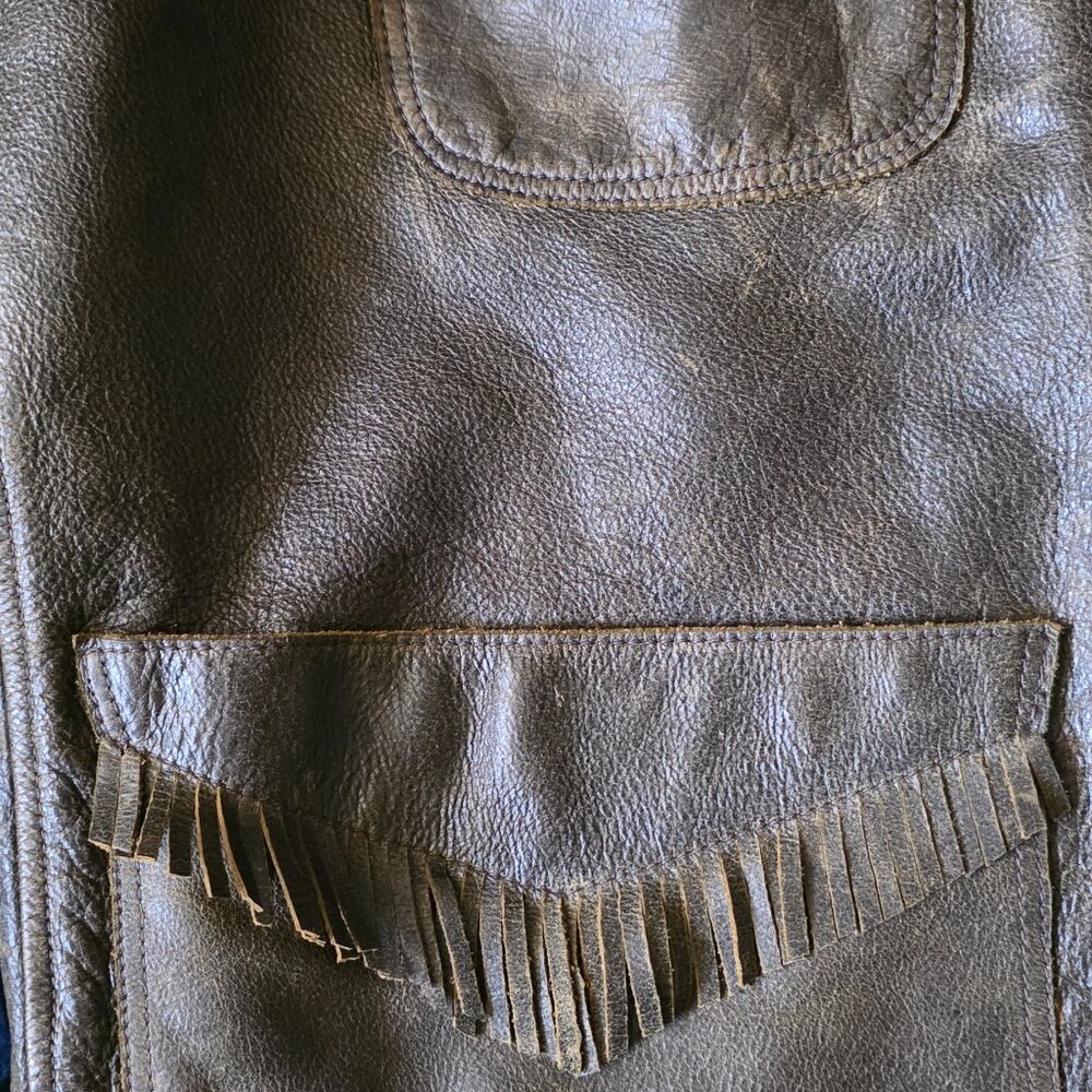 Ralph Lauren Double RL Fringe Western Leather  Jacket - Men's Medium - Picture 3 of 6